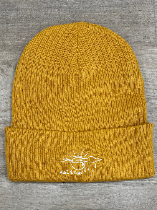 Orange Embroidered Beanie