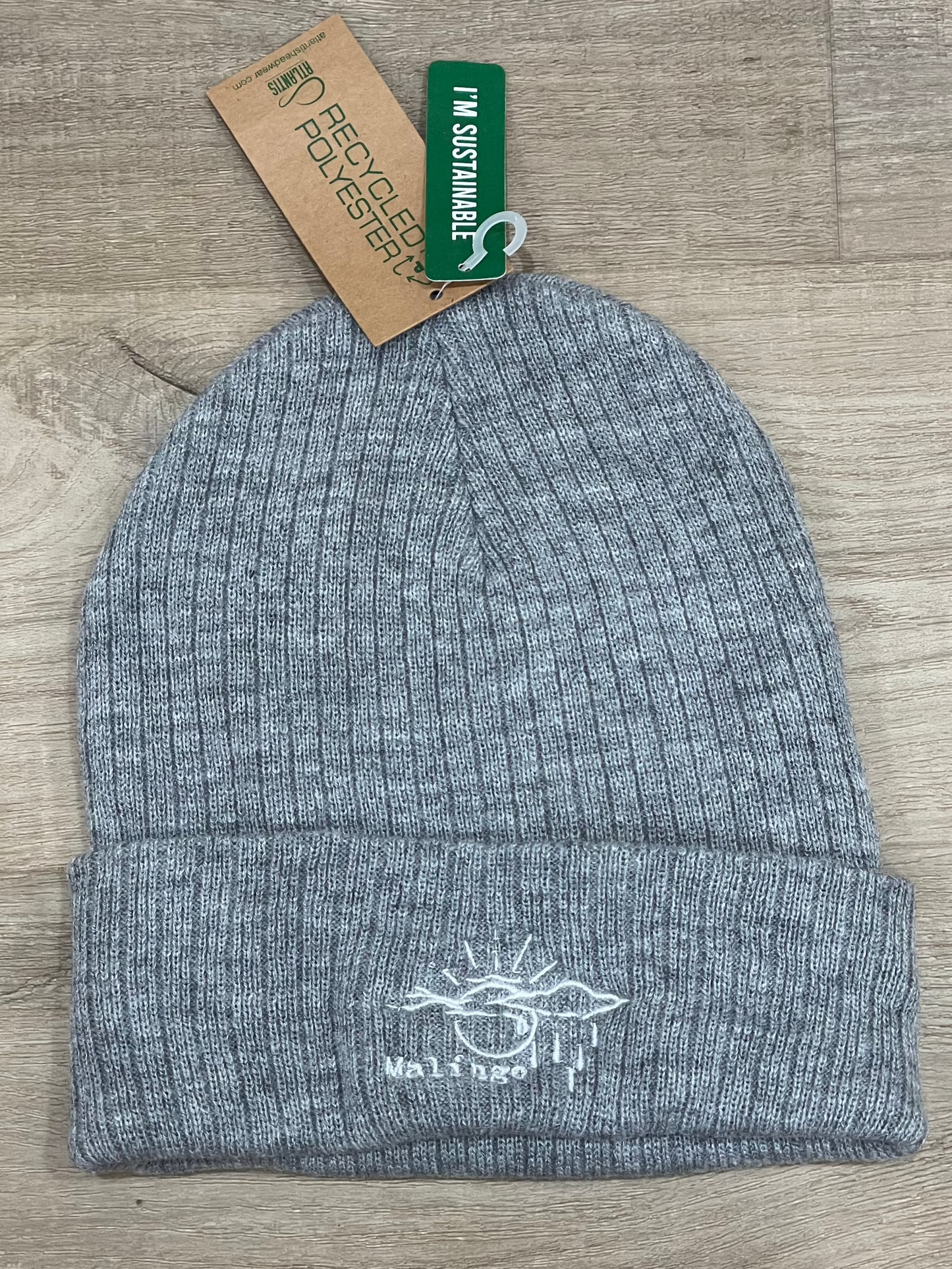 Gray Embroidered Beanie