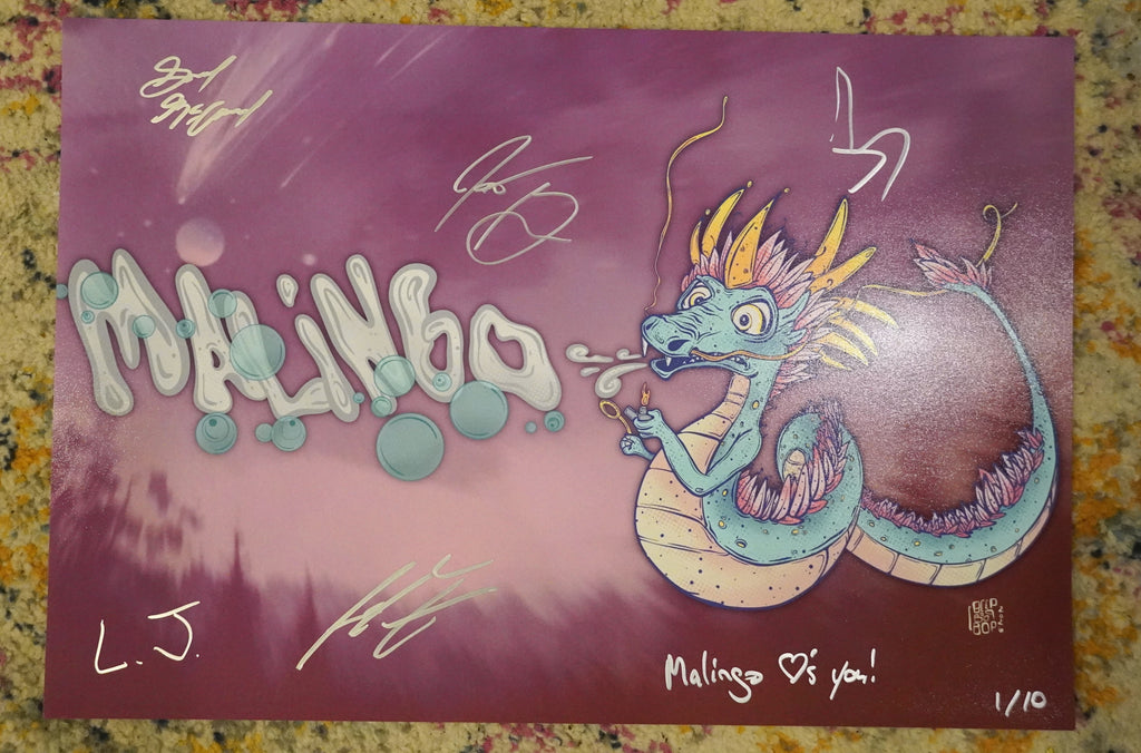 Bubble Dragon Poster autographed by ALL FIVE band members! ONLY 10 EXIST & 4 REMAIN!