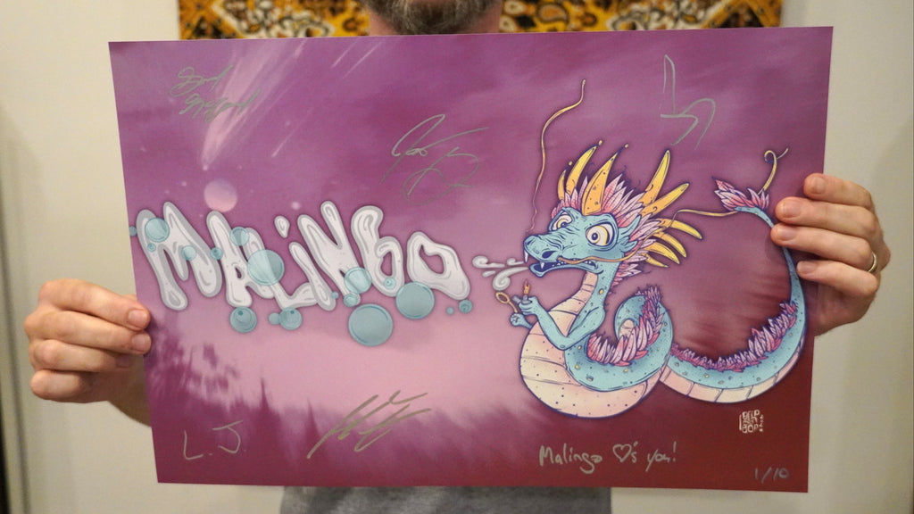 Bubble Dragon Poster autographed by ALL FIVE band members! ONLY 10 EXIST & 4 REMAIN!